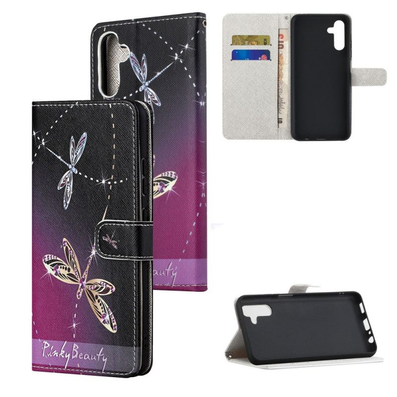 Nahkakotelo Samsung Galaxy A13 5G Suojaketju Kuori Strappy Dragonflies