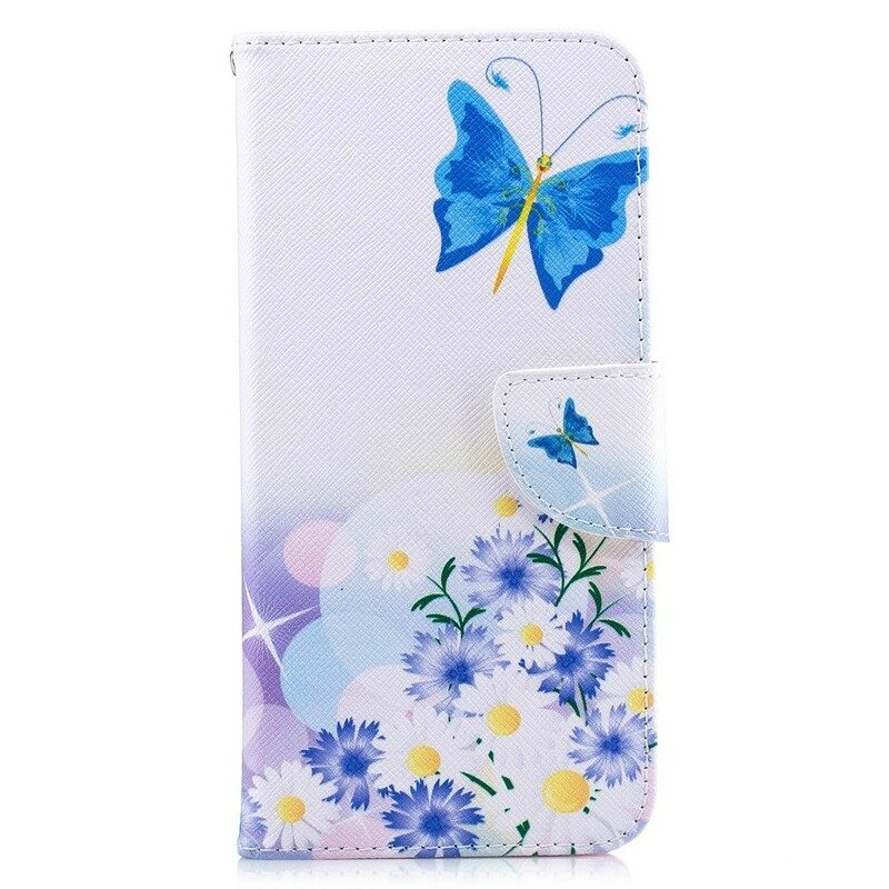 Nahkakotelo Huawei P Smart Plus Maalatut Perhoset Ja Kukat
