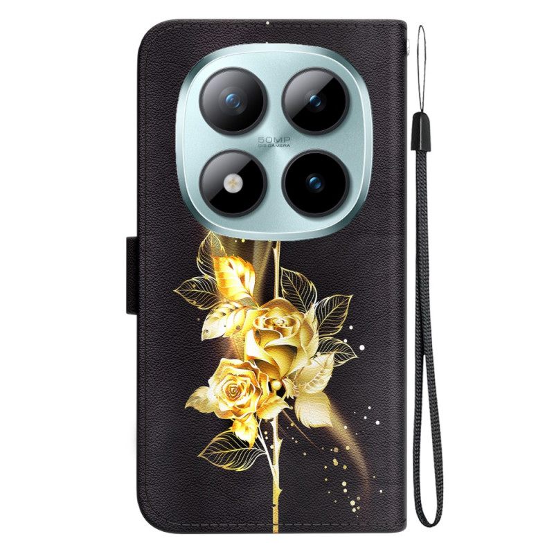 Kotelot Xiaomi Redmi Note 15 Pro 5g Kultainen Perhonen Ja Ruusuja