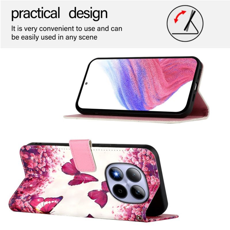 Kotelot Xiaomi Redmi Note 15 Pro 5g Vaaleanpunaisia Perhosia