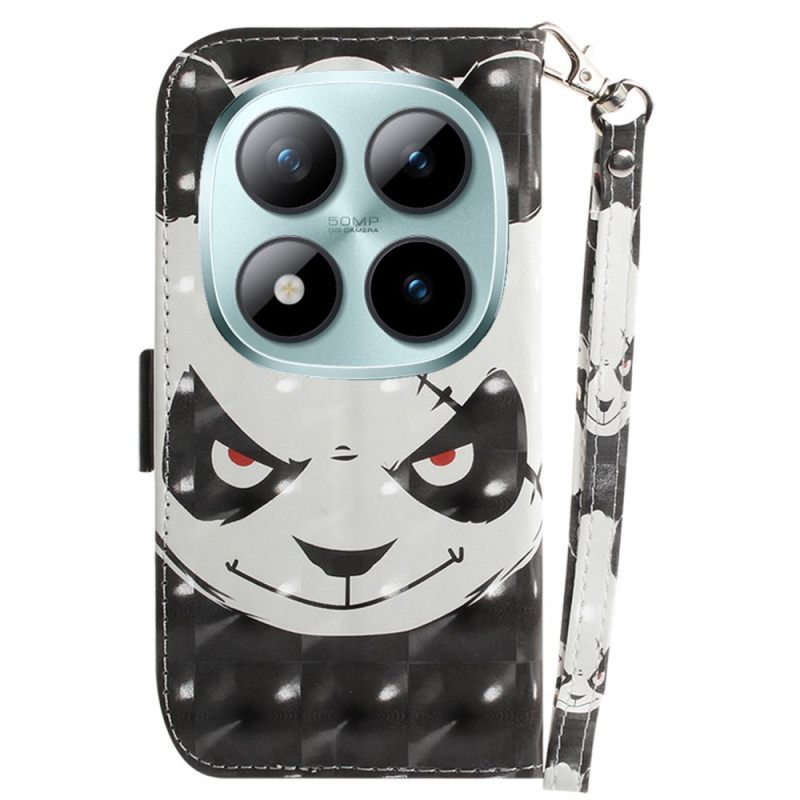 Nahkakotelo Xiaomi Redmi Note 15 Pro 5g Vihainen Panda Hihnoilla