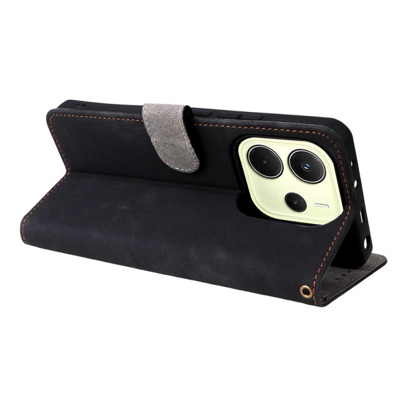 Kotelot Xiaomi Redmi Note 14 4g Puhelinkuoret Rfid-suojattu Mokkanahkakuvio Hihnalla