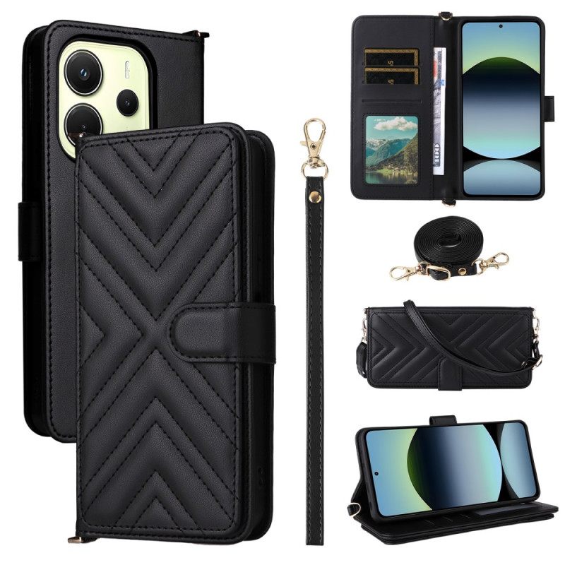 Kuoret Xiaomi Redmi Note 14 4g Premium-lompakko Hihnalla Ja Olkahihnalla