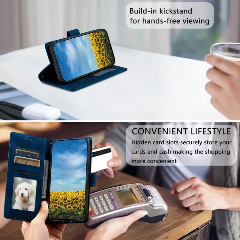 Nahkakotelo Xiaomi Redmi Note 14 4g Mokkanahkaefekti Hihnalla