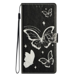 Nahkakotelo Xiaomi Redmi Note 14 4g Mustavalkoisia Perhosia