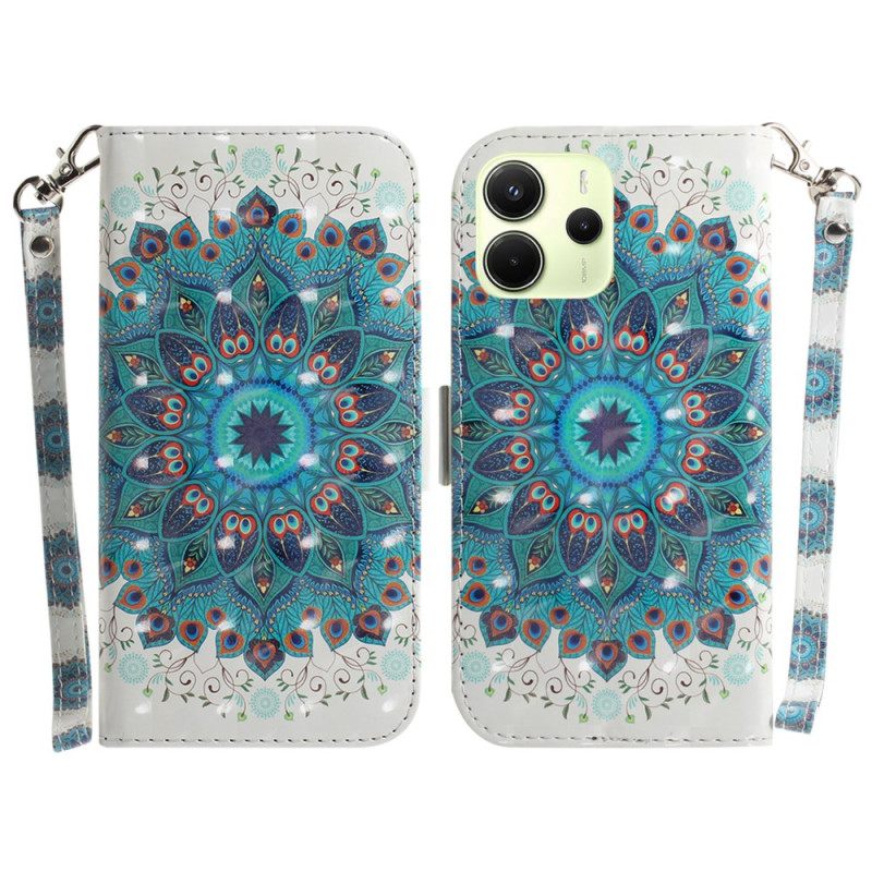 Nahkakotelo Xiaomi Redmi Note 14 4g Vihreä Mandala Hihnalla
