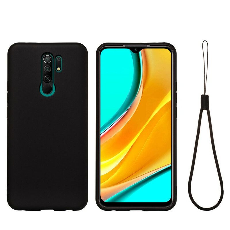 Kuori Xiaomi Redmi 9 Nestemäinen Silikoni Kaulanauhalla