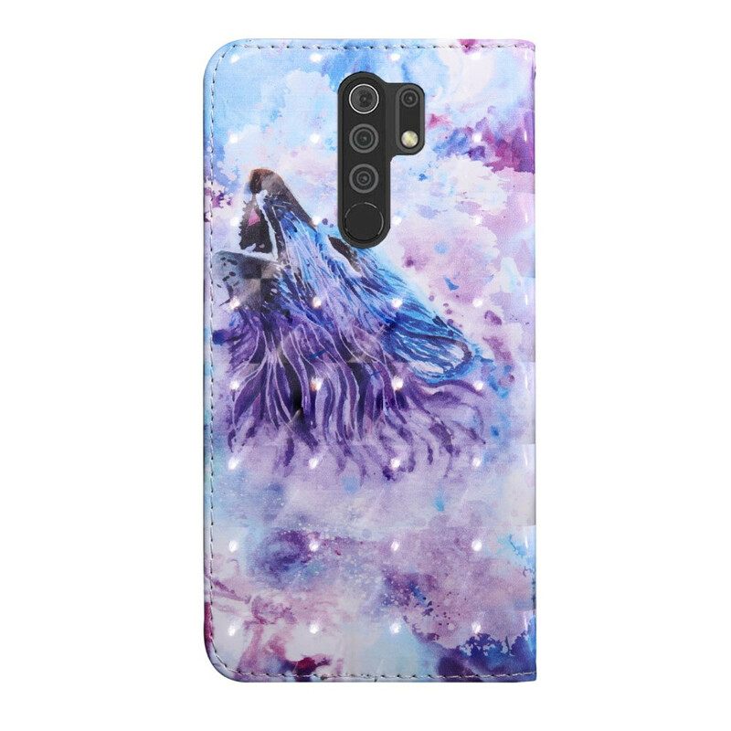 Nahkakotelo Xiaomi Redmi 9 Wolf Watercolour