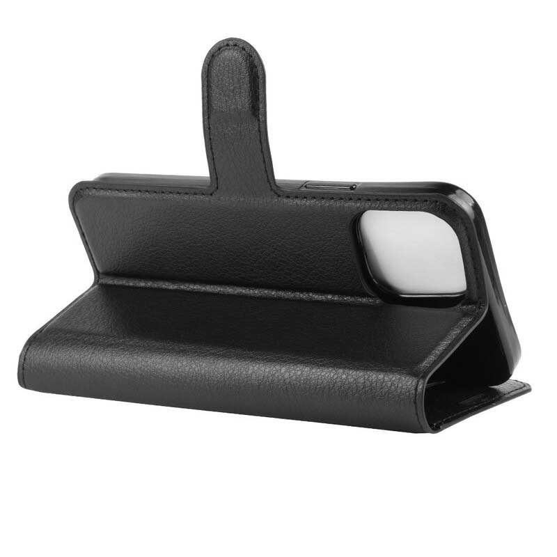 Flip Case iPhone 12 Mini Klassinen Litsi-nahkaefekti