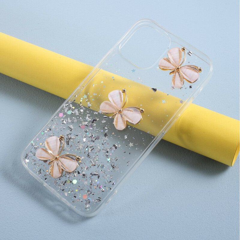 Kuori iPhone 12 Mini 3d Butterflies Paljetteja