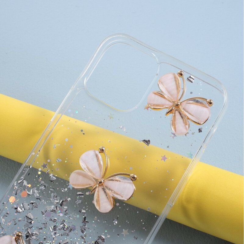 Kuori iPhone 12 Mini 3d Butterflies Paljetteja