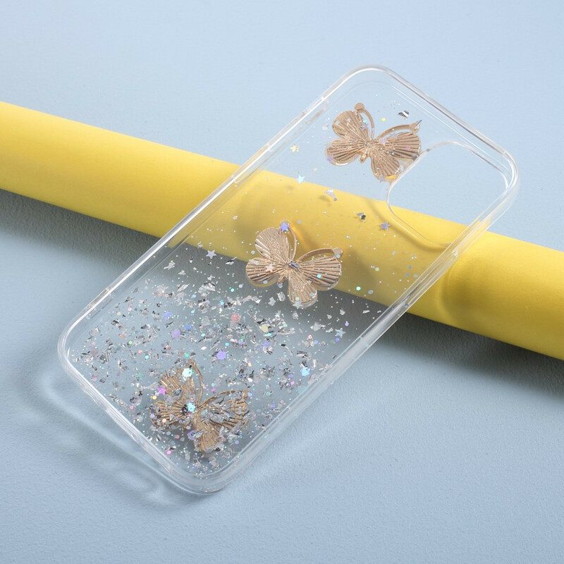Kuori iPhone 12 Mini 3d Butterflies Paljetteja