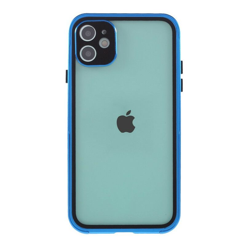 Kuori iPhone 12 Mini Contours Metallia Ja Karkaistua Lasia