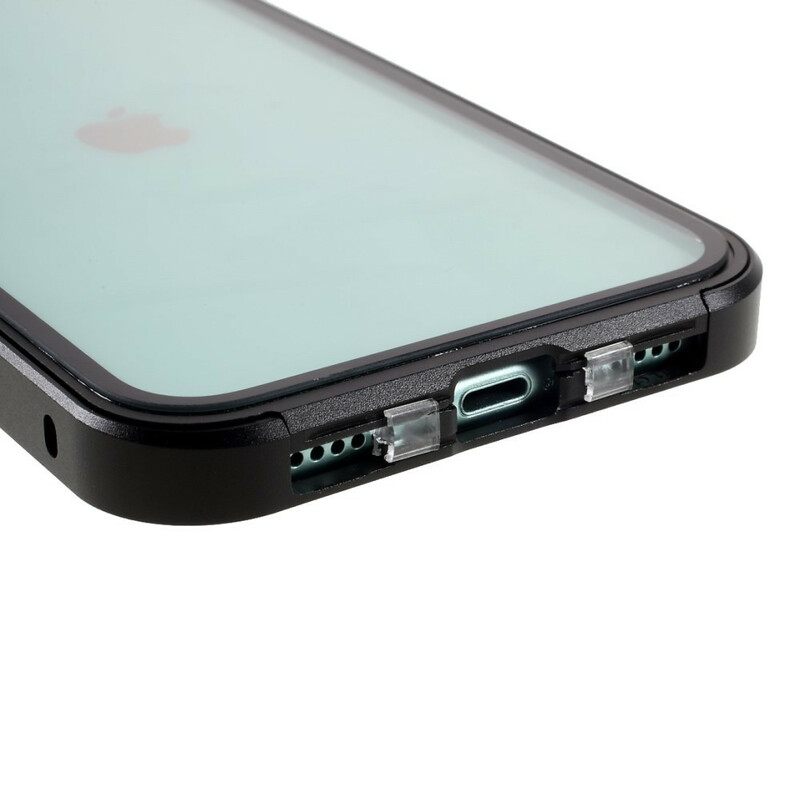 Kuori iPhone 12 Mini Contours Metallia Ja Karkaistua Lasia
