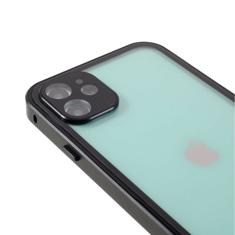 Kuori iPhone 12 Mini Contours Metallia Ja Karkaistua Lasia