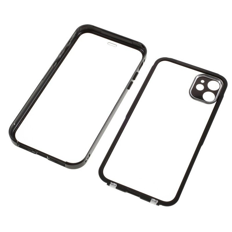 Kuori iPhone 12 Mini Contours Metallia Ja Karkaistua Lasia