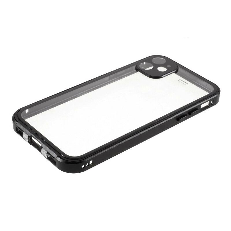 Kuori iPhone 12 Mini Contours Metallia Ja Karkaistua Lasia