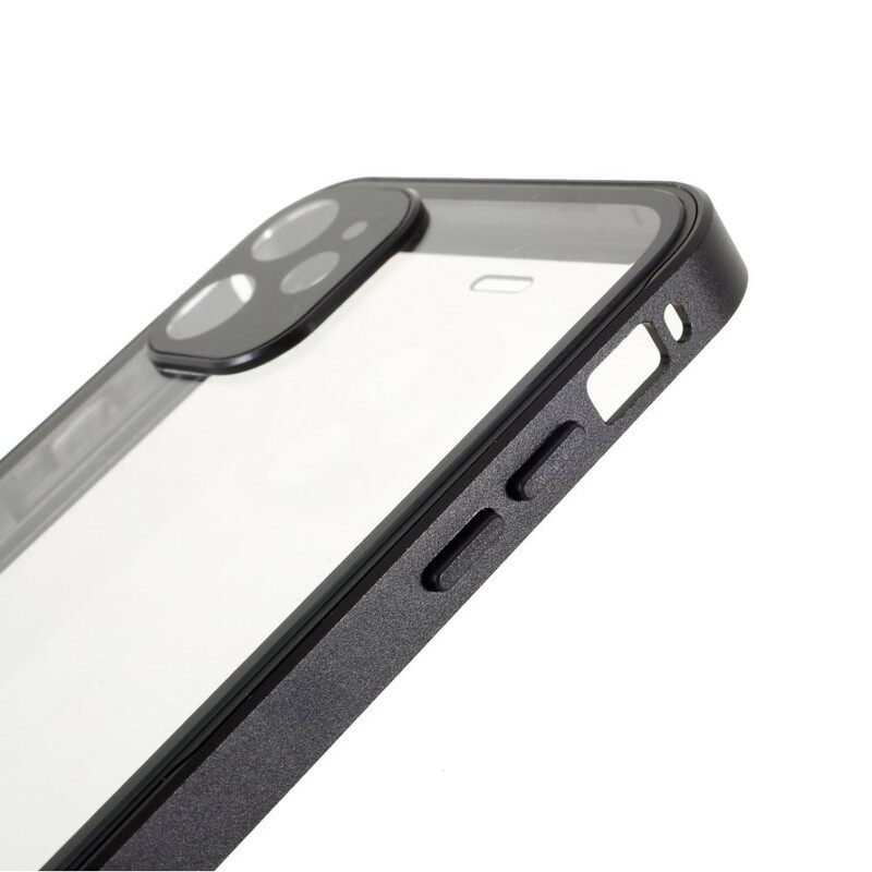 Kuori iPhone 12 Mini Contours Metallia Ja Karkaistua Lasia