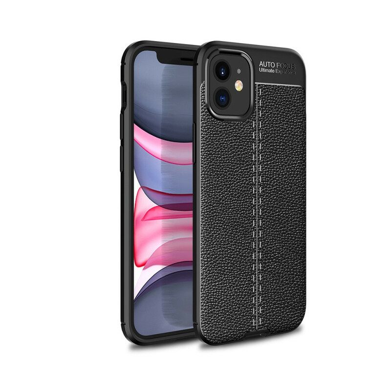 Kuori iPhone 12 Mini Double Line Litchi Leather Effect
