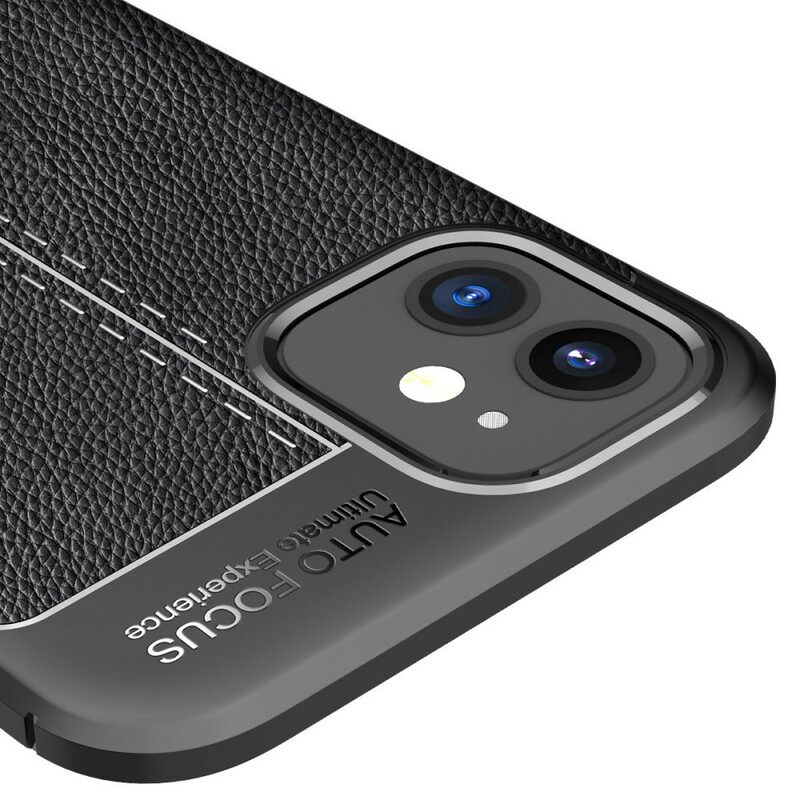 Kuori iPhone 12 Mini Double Line Litchi Leather Effect