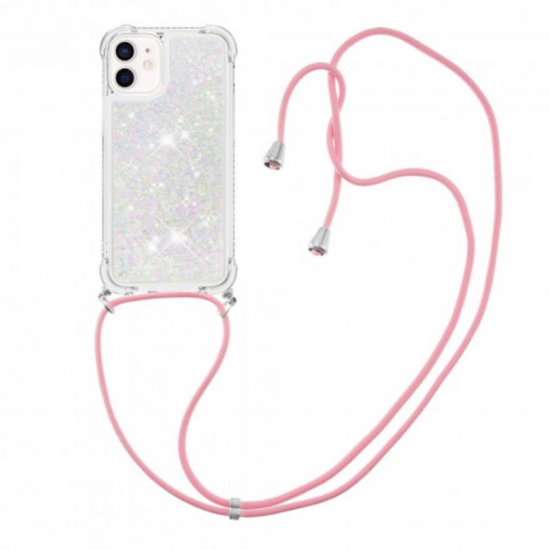 Kuori iPhone 12 Mini Paljetit Ja Johto
