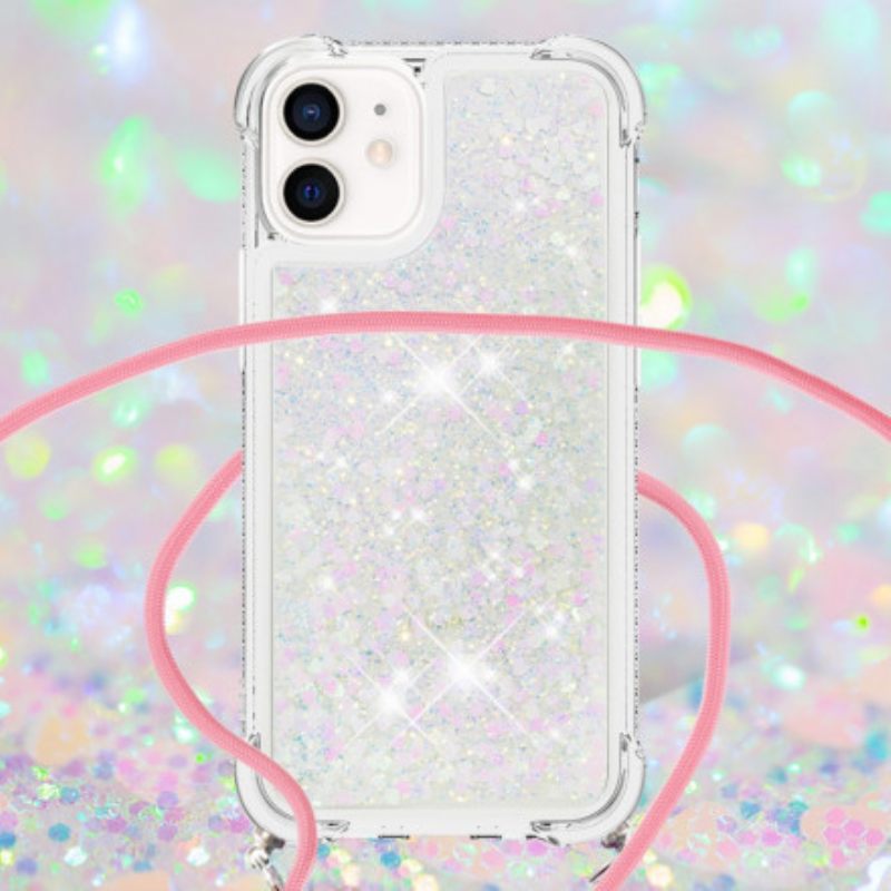 Kuori iPhone 12 Mini Paljetit Ja Johto