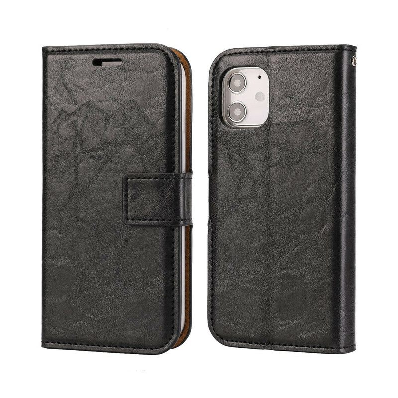 Kuori Kotelot iPhone 12 Mini Irrotettava Distressed Leather Tyyli