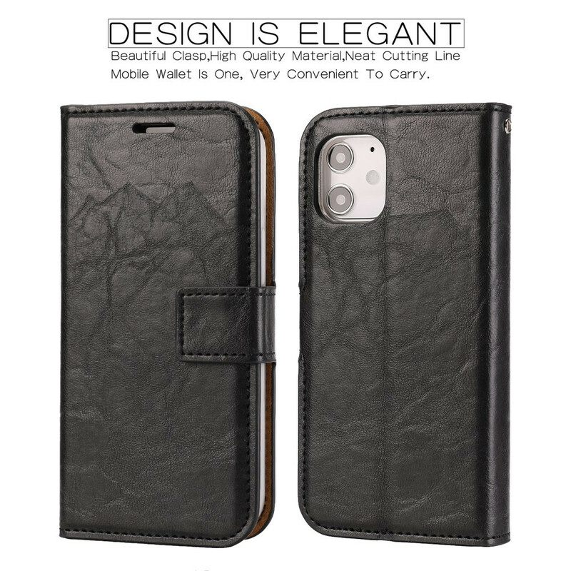 Kuori Kotelot iPhone 12 Mini Irrotettava Distressed Leather Tyyli
