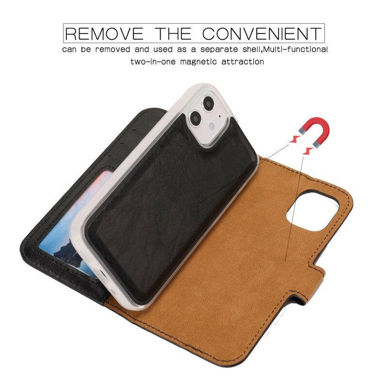 Kuori Kotelot iPhone 12 Mini Irrotettava Distressed Leather Tyyli