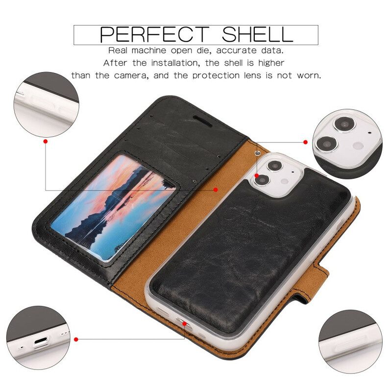 Kuori Kotelot iPhone 12 Mini Irrotettava Distressed Leather Tyyli