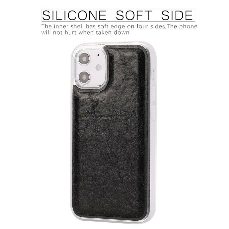Kuori Kotelot iPhone 12 Mini Irrotettava Distressed Leather Tyyli
