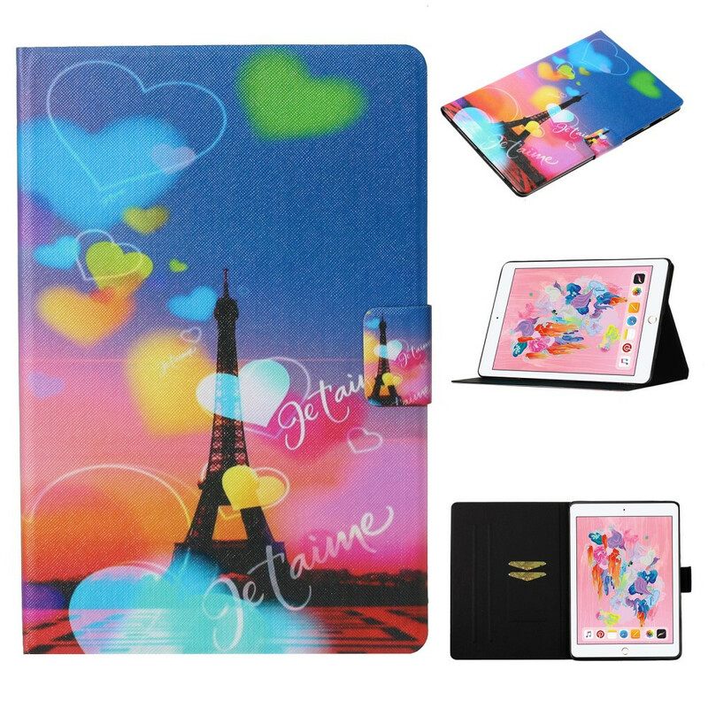 Nahkakotelo iPad 10.2" (2020) (2019) / Air 10.5" / Pro 10.5" Paris Rakastan Sinua