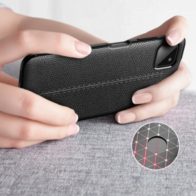 Case Samsung Galaxy A22 5G Double Line Litchi Leather Effect