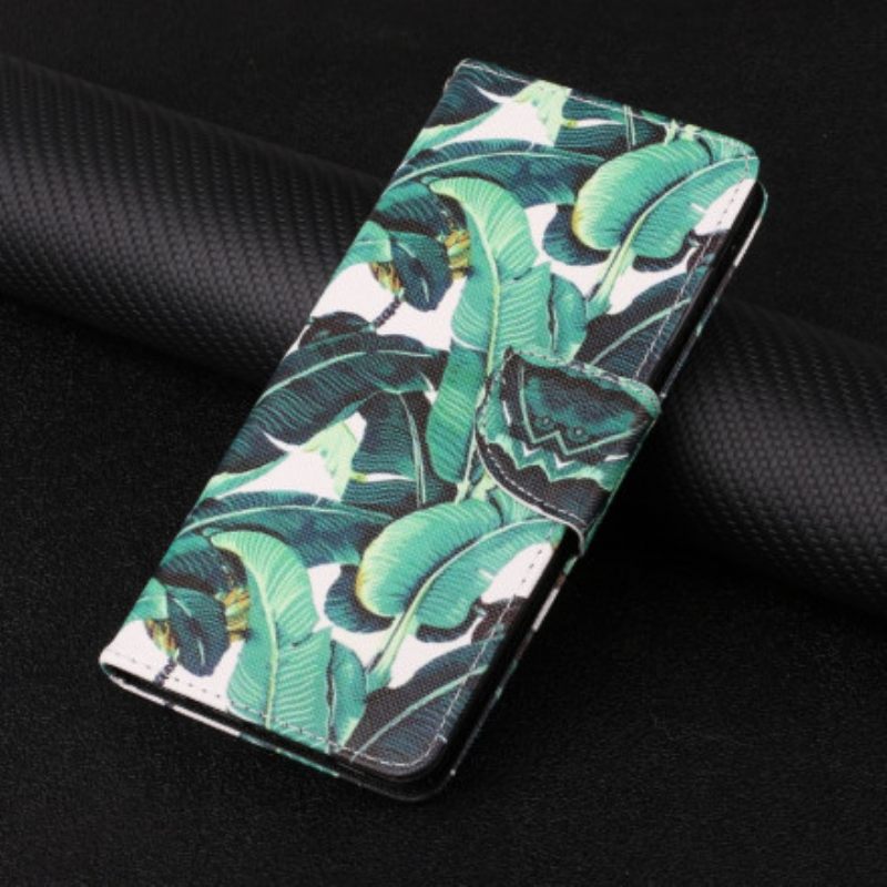 Flip Case Samsung Galaxy A22 5G Suojaketju Kuori Tropical Leaves Strappy