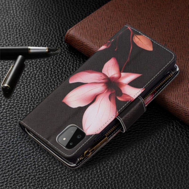 Kotelot Samsung Galaxy A22 5G Flower Vetoketjullinen Tasku
