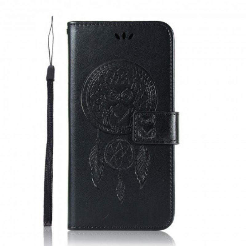 Kotelot Samsung Galaxy A22 5G Nahkaefekti Dreamcatcher Pöllö