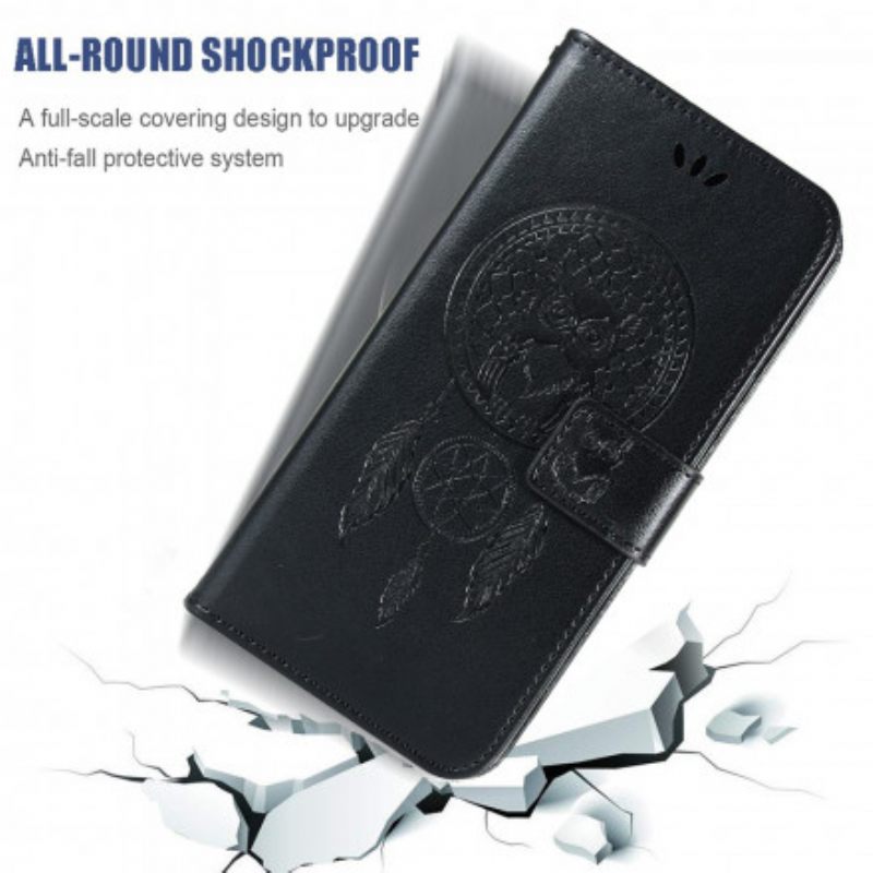 Kotelot Samsung Galaxy A22 5G Nahkaefekti Dreamcatcher Pöllö