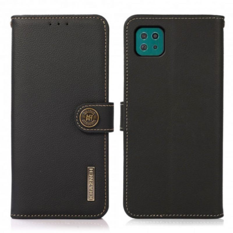 Nahkakotelo Samsung Galaxy A22 5G Aito Nahka Khazneh Rfid