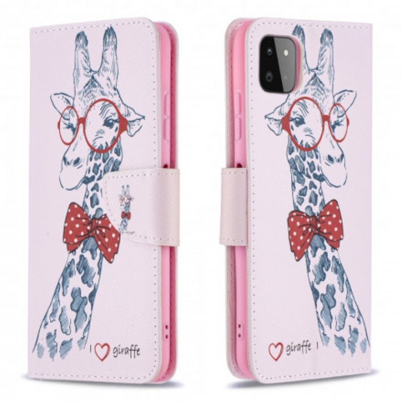 Nahkakotelo Samsung Galaxy A22 5G Brainy Giraffe