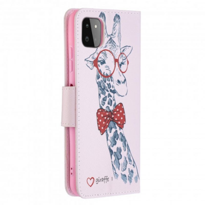 Nahkakotelo Samsung Galaxy A22 5G Brainy Giraffe