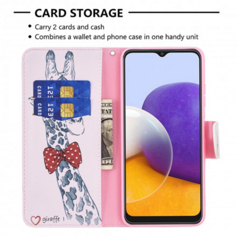 Nahkakotelo Samsung Galaxy A22 5G Brainy Giraffe
