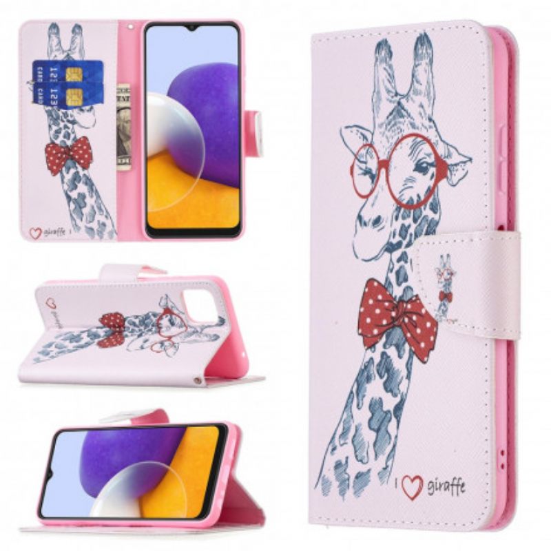 Nahkakotelo Samsung Galaxy A22 5G Brainy Giraffe