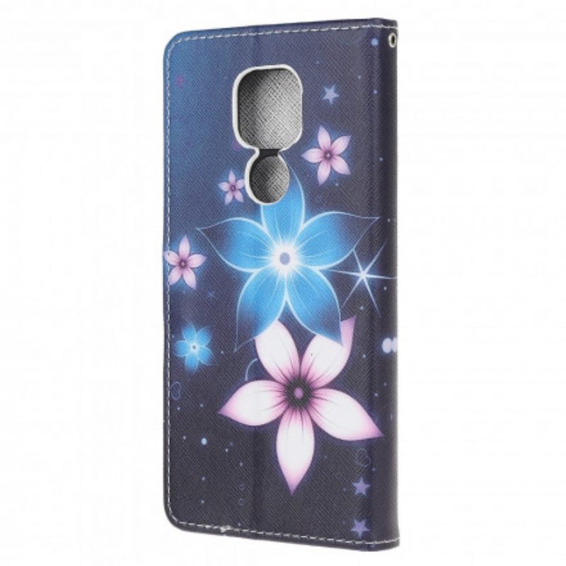 Flip Case Moto G9 Play Suojaketju Kuori Lunar Strap Flowers