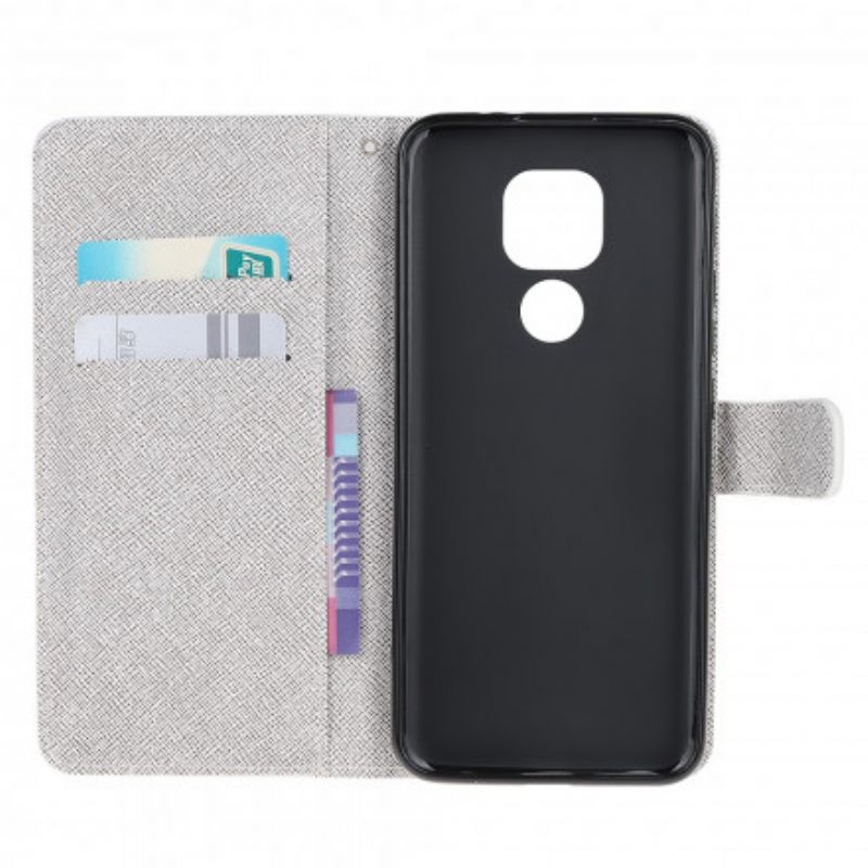 Flip Case Moto G9 Play Suojaketju Kuori Lunar Strap Flowers