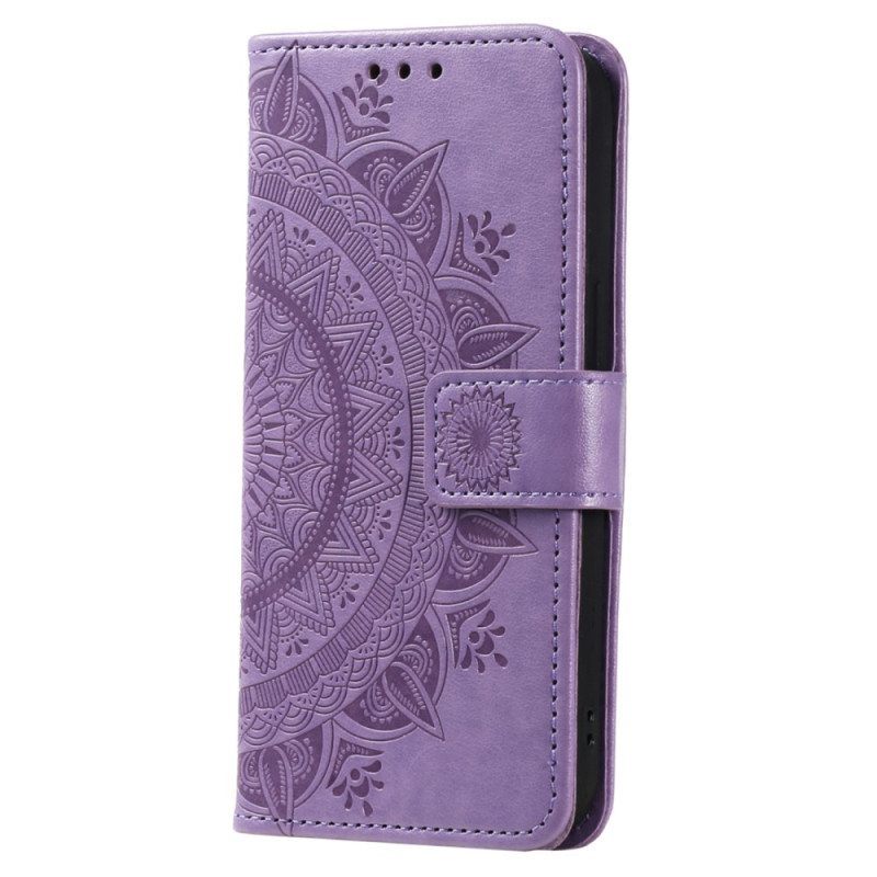 Nahkakotelo Xiaomi 13 Mandala-aurinko Kaulanauhalla