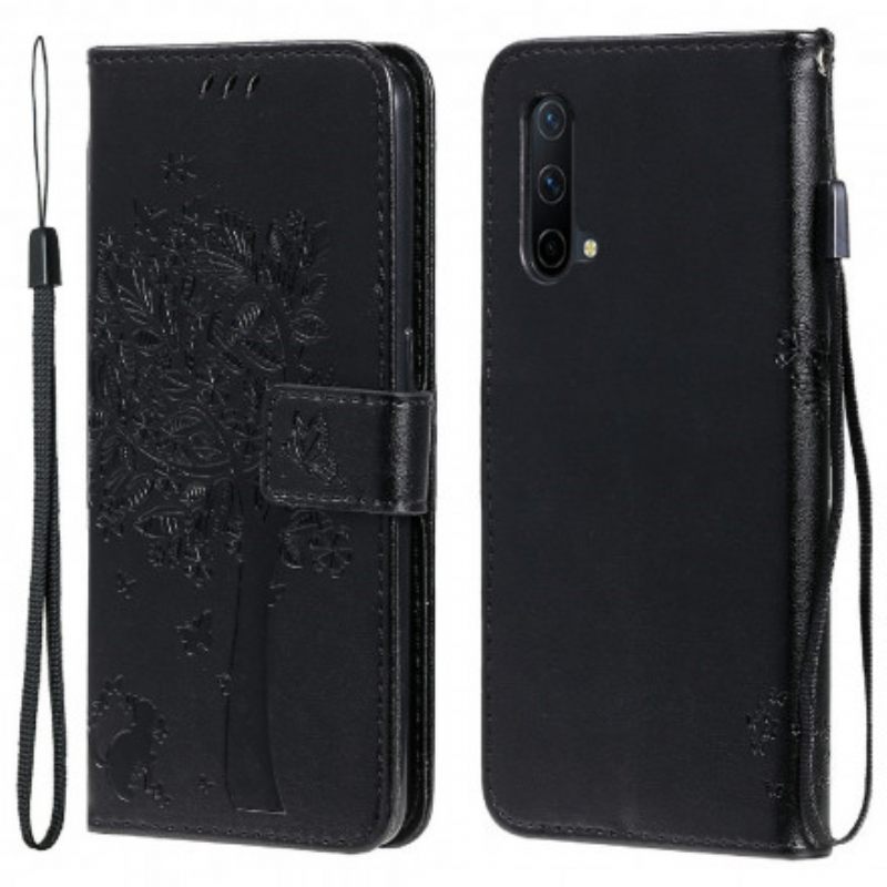 Kotelot OnePlus Nord CE 5G Suojaketju Kuori Tree And Strappy Cat