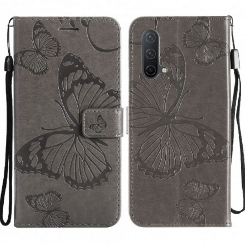 Nahkakotelo OnePlus Nord CE 5G Suojaketju Kuori Giant Thong Butterflies