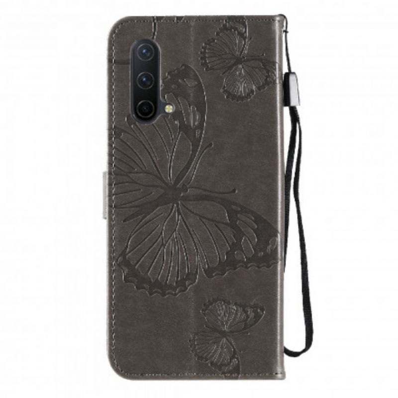 Nahkakotelo OnePlus Nord CE 5G Suojaketju Kuori Giant Thong Butterflies