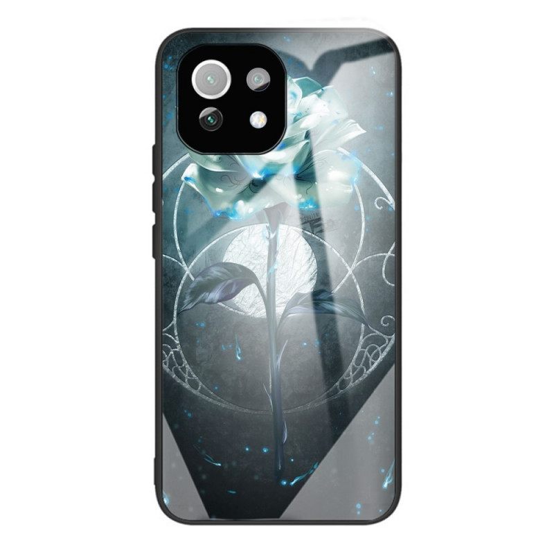 Case Xiaomi Mi 11 Lite 5G NE / Mi 11 Lite 4G / 5G Green Rose Karkaistu Lasi