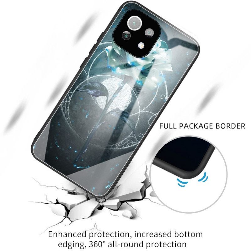 Case Xiaomi Mi 11 Lite 5G NE / Mi 11 Lite 4G / 5G Green Rose Karkaistu Lasi